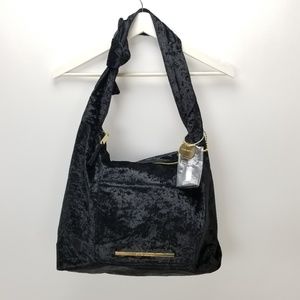 NWT Steve Madden Crushed Black Velvet Hobo Purse